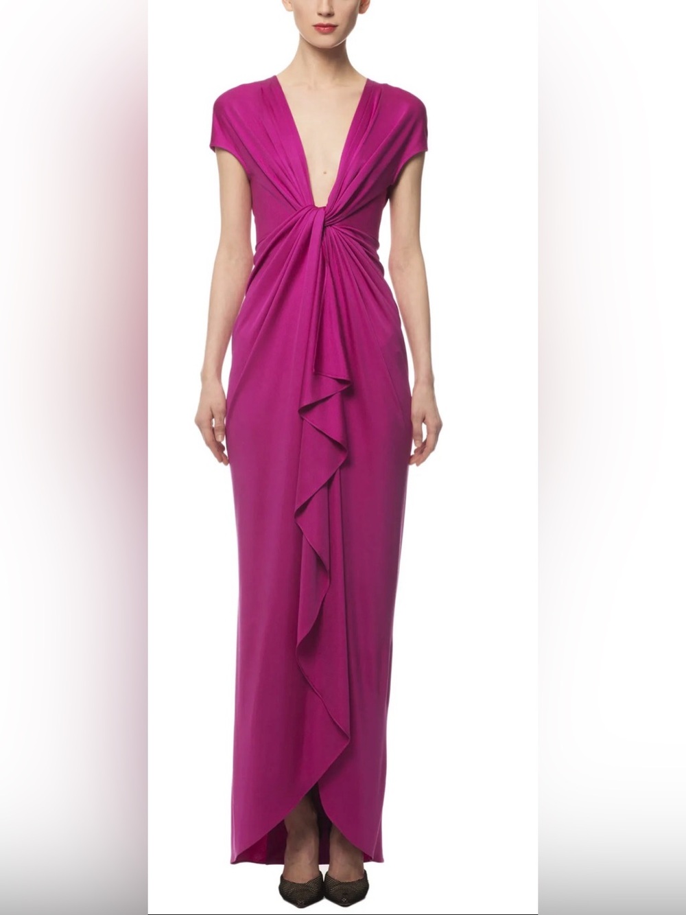 CATHERINE MALANDRINO BURN ORANGE SILK EVENING COCKTAIL DRESS SPRING 2013 RUNWAY